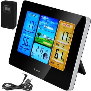 Stacja Pogodowa Pogody Higrometr Bezprzewodowa Termometr Czujnik Zegar Data Izoxis - Iso Trade