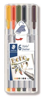 Staedtler, Cienkopisy triplus w etui, 0,3 mm, Boho, 6 kolorów - Staedtler