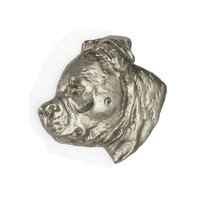 Staffordshire Bull Terrier, Staffik, Staffi  - posrebrzana broszka z psem, elegancki pin, ozdoba klapy marynarki marki Art-Dog