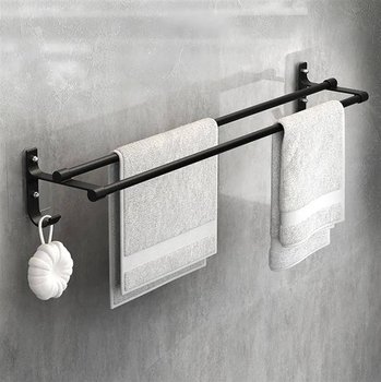 Stalowy WIESZAK na Ręczniki Łazienkowy w stylu Loft 60x11cm czarny mat AG987 - Aptel