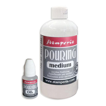 Stamperia by Box, Zestaw do rozcieńczania farb (pouringu): 1 medium 500 ml. + 1 oil 20 ml. - Stamperia