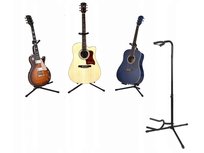 Statyw gitarowy uniwersalny stojak gitary gitara uchwyt wieszak na gitarę regulowany 65 70 cm stalowy czarny blokada gryfu do gitar klasycznych akustycznych elektrycznych basowych
