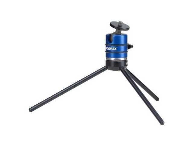 Novoflex MicroStativ Treppiede Da Tavolo Con Testa A Sfera Ball-19, Altezza Max 7,1 Cm, Peso 50g, Per Fotocamere Compatte E Reflex, Nero E Blu