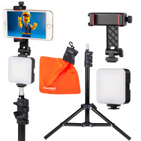 Statyw Oświetleniowy 100cm + Lampa LED + Uchwyt na Smartfon + Ściereczka