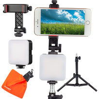 Statyw Oświetleniowy 37,5 cm + Lampa LED + Uchwyt na Smartfona + Ściereczka