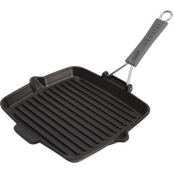 Staub, Kwadratowa patelnia żeliwna grillowa 24 cm, czarny - Staub