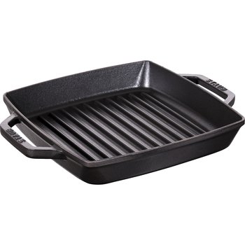 Staub, Kwadratowa patelnia żeliwna grillowa z dwoma uchwytami 23 cm, czarny - Staub