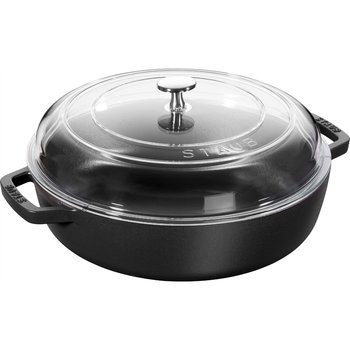 Staub, Patelnia żeliwna z pokrywką 24 cm, czarny - Staub