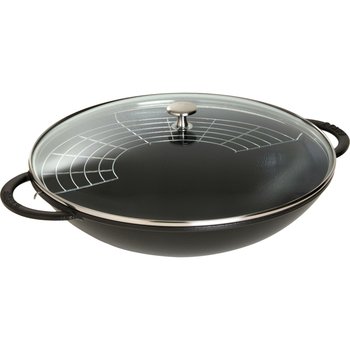 Staub, Wok żeliwny z pokrywką 37 cm, czarny - Staub