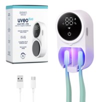 Sterylizator UV-C + UV-A do szczoteczek ZENT® Uveo Duo, Bezdotykowy uchwyt z suszeniem i sensorem, Automatyczna dezynfekcja co 3h