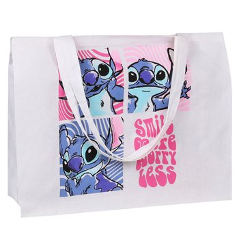 Stitch Disney Biała, bawełniana torba na ramię 54x40x17 cm Uniwersalny - Disney