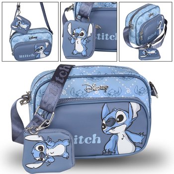 Stitch Disney Niebieska torebka + saszetka, na regulowanym pasku 22x16x7cm - Disney