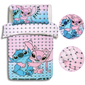 Stitch i Andzia Disney Błękitno różowy komplet pościeli, bawełniana pościel 135x200 cm - Disney