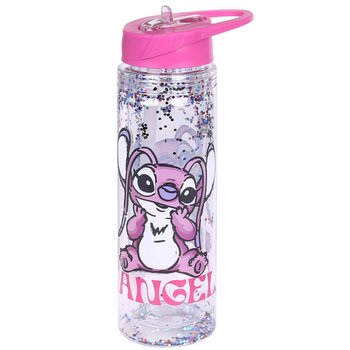 Stitch i Andzia Disney Plastikowa butelka/bidon ze słomką, transparentna, brokat 550ml 550 ml - sarcia.eu