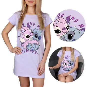 Stitch i Andzia Fioletowa, damska koszulka do spania, bawełniana koszulka nocna S - Disney