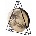 Stojąca LAMPA stołowa WHEEL 9032 Nowodvorski geometryczna LAMPKA biurkowa drewniana trójkąt koło czarne złote - Nowodvorski