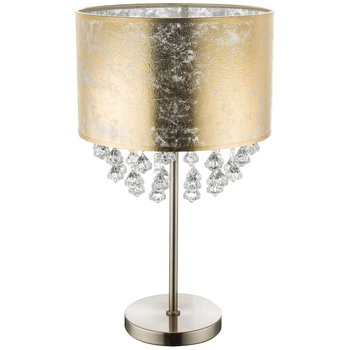 Stojąca LAMPKA nocna AMY 15187T3 Globo abażurowa LAMPA stołowa z kryształkami glamour crystal złota przezroczysta - GLOBO