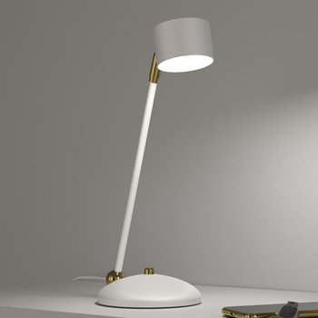 Stojąca lampka regulowana ARENA do sypialni na biurko biała złota - Milagro