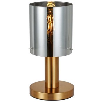 Stojąca LAMPKA skandynawska SARDO TB-5581-1-BRO+SG Italux szklana LAMPA stołowa loftowa tuba biurkowa mosiądz przydymiona - ITALUX