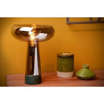 Stojąca LAMPKA stołowa LISTELLE 03528/01/65 Lucide szklana LAMPA biurkowa szara zielona - Lucide