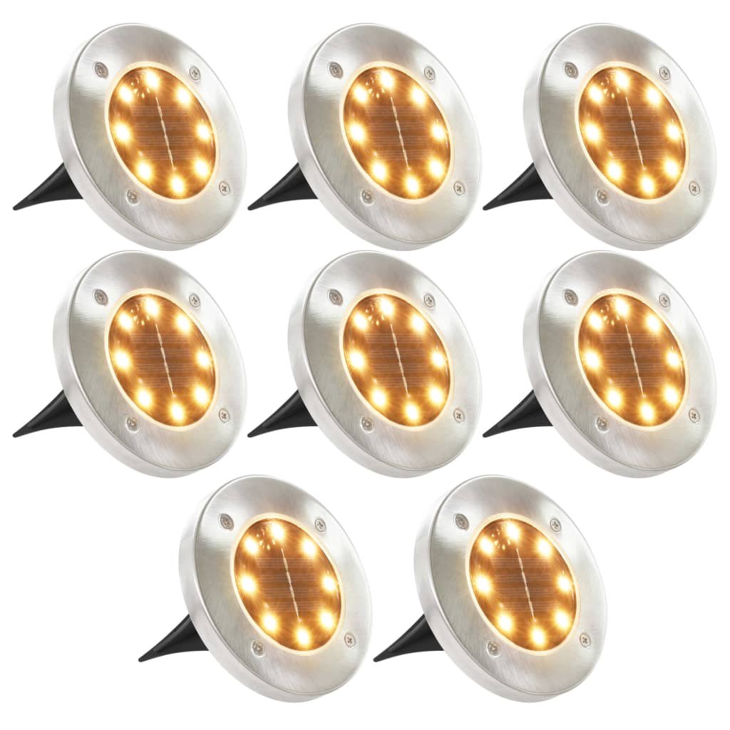 Stojące lampy solarne VIDAXL, ciepłe białe, LED, 12x13 cm, 8 szt.