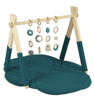 STOJAK edukacyjny z MATĄ i ZABAWKAMI gimnastyczny baby gym materiał VELVET
