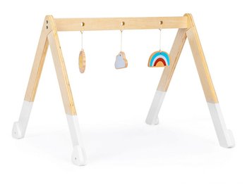 Stojak gimnastyczny edukacyjny drewniany + zabawki - Ecotoys