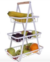 Stojak Koszyk Na Owoce Warzywa Trzypoziomowy Biały