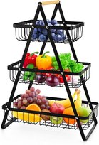 Stojak Koszyk Na Owoce Warzywa Trzypoziomowy Czarny