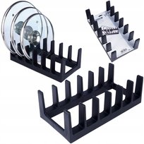 Stojak kuchenny HOMEPOINT 0021 - 28x15x9 cm czarny organizer na pokrywki deski talerze szafka blat szuflada plastik Vilde
