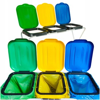 STOJAK METALOWY do Segregacji Śmieci Pojemnik KOSZ NA ODPADY na 3 WORKI - DUDA-POL