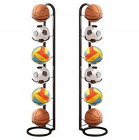 Stojak na 6 piłek półka organizer przechowywanie piłek pionowy czarny