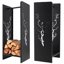 Stojak Na Drewno Kominkowe Kosz Metal Czarny Mat