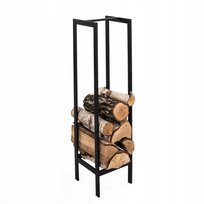 STOJAK NA DREWNO KOMINKOWE SPAWANY METALOWY 25x25x100 CM CZARNY LOFT BEZ SKRĘCANIA STOJAK NA DREWNO OPAŁOWE