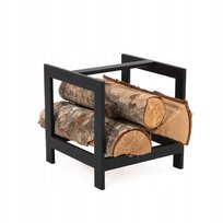 STOJAK NA DREWNO KOMINKOWE SPAWANY METALOWY 25x25x25 CM CZARNY LOFT BEZ SKRĘCANIA STOJAK NA DREWNO OPAŁOWE