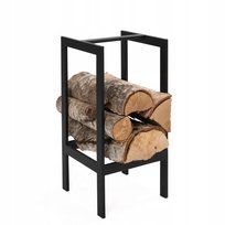 STOJAK NA DREWNO KOMINKOWE SPAWANY METALOWY 25x25x50 CM CZARNY LOFT BEZ SKRĘCANIA STOJAK NA DREWNO OPAŁOWE