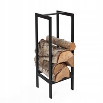 STOJAK NA DREWNO KOMINKOWE SPAWANY METALOWY 25x25x70 CM CZARNY LOFT BEZ SKRĘCANIA STOJAK NA DREWNO OPAŁOWE