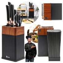 STOJAK NA NOŻE Z OSTRZAŁKĄ UNIWERSALNY PRAKTYCZNY BLOK CZARNY 11x11x23cm BRUNBESTE