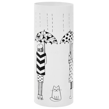 Stojak na parasole, wzór z kobietami i kotem, stalowy, biały - vidaXL