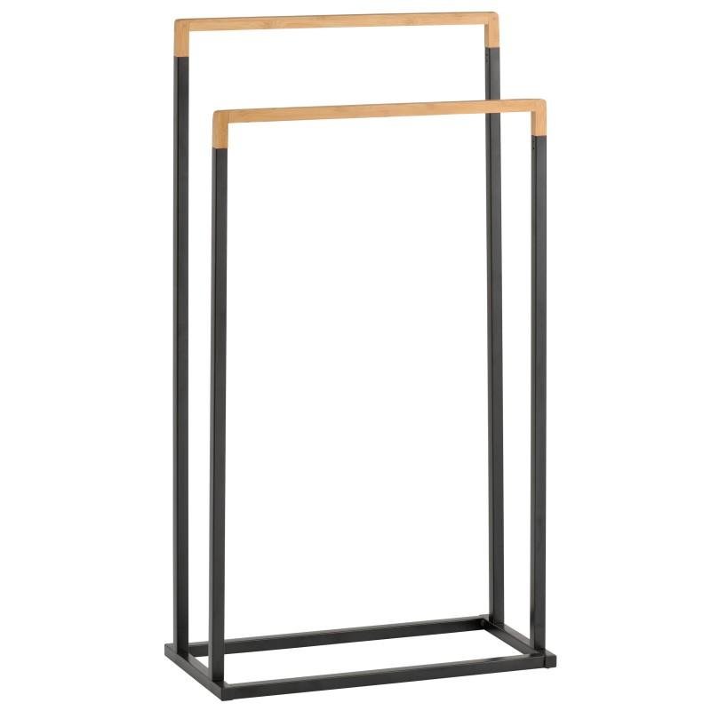 Stojak na ręcznik YOKA HOME Rina-BLK, podwójny, czarny, 84x45x21,5 cm