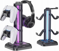 STOJAK NA SŁUCHAWKI I PADY RGB PS5 XBOX UCHWYT GAMING LED OBROTOWY HACZYK Inna marka