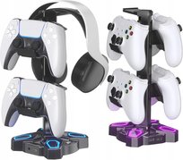 STOJAK NA SŁUCHAWKI PADY GAMING PODŚWIETLENIE RGB OBROTOWY UCHWYT PORT USB Inna marka