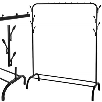 Stojak na ubrania metalowy 146x110x40 cm wieszak stojący loft czarny - Springos