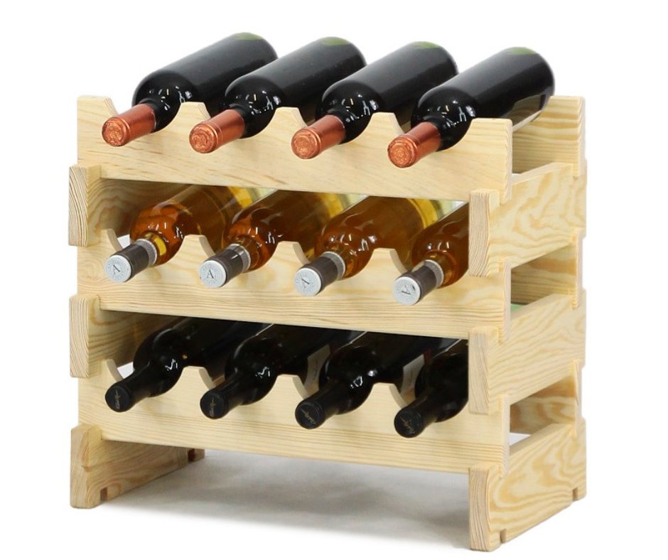 Zdjęcia - Wyposażenie baru Stojak na wina Regał na wino drewniany modułowy RW10 04x03 Naturalny Surow