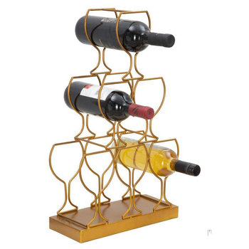 Stojak na wino, 6 butelek, złoty, 31 x 12 x 53 cm - Mauro Ferretti