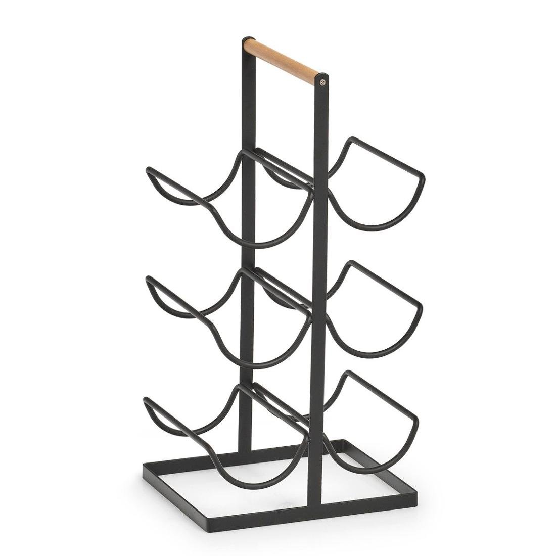 Stojak na wino metalowy ZELLER, czarny, 46 cm