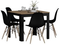 Stół + 4 Krzesła Nowoczesny OLA Skandynawski Styl Loft Dąb Artisan