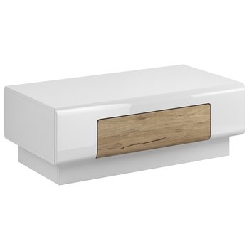 STÓŁ BALLADE KOLOR BIAŁY STYL NOWOCZESNY 110X60 HAKANO - TABLE/COFFE/HEL/BALLADE/WHITE+OAKSR/110X39 - FLHF