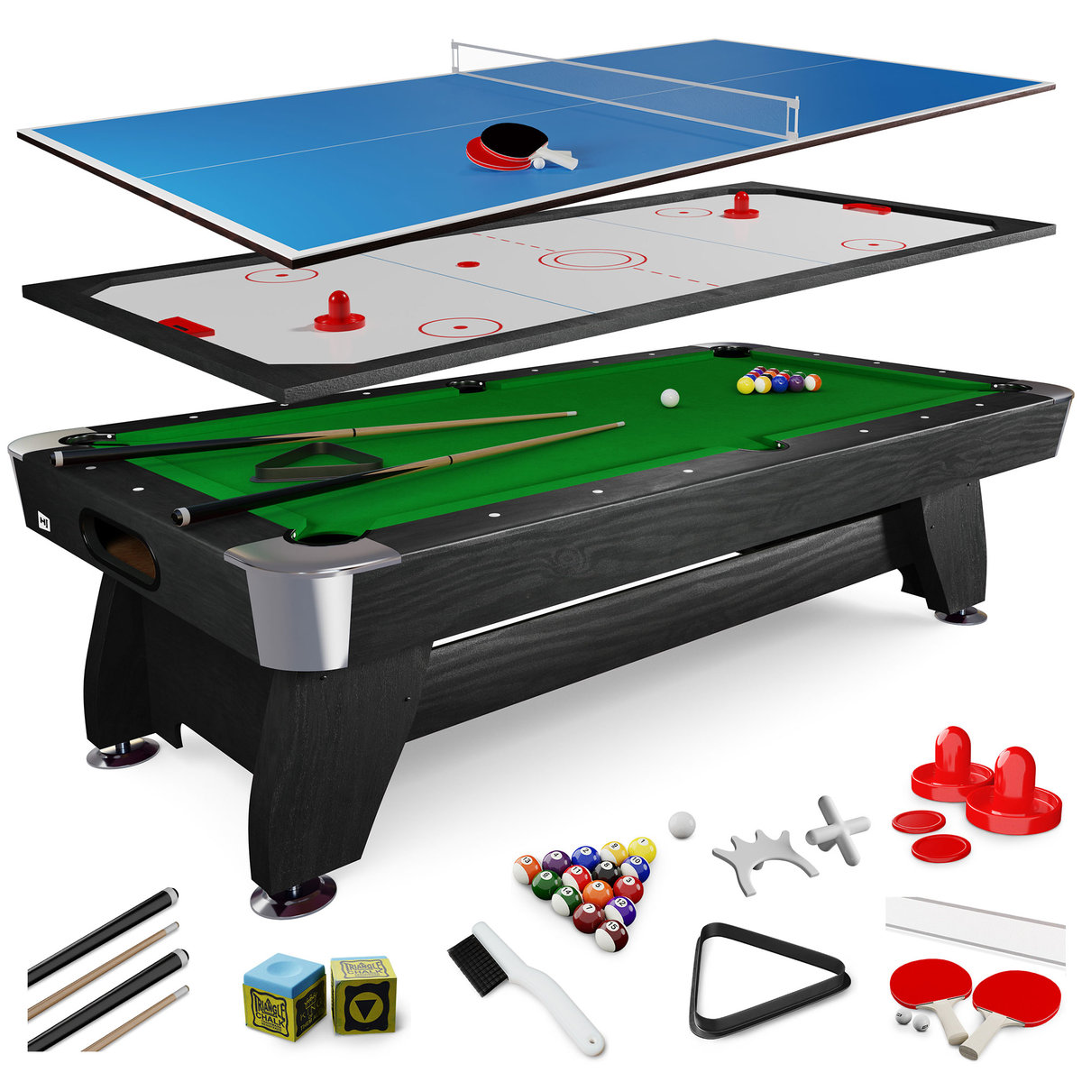 Zdjęcia - Stół bilardowy Hop-Sport  spływowy Vip Extra 7ft czarny z nakładką ping-pong / cymber 