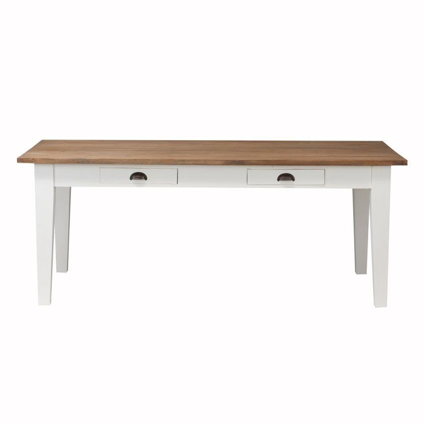 Zdjęcia - Stół kuchenny Dekoria Stół  Milton, biało-jasnobrązowy, 200x100x78 cm 